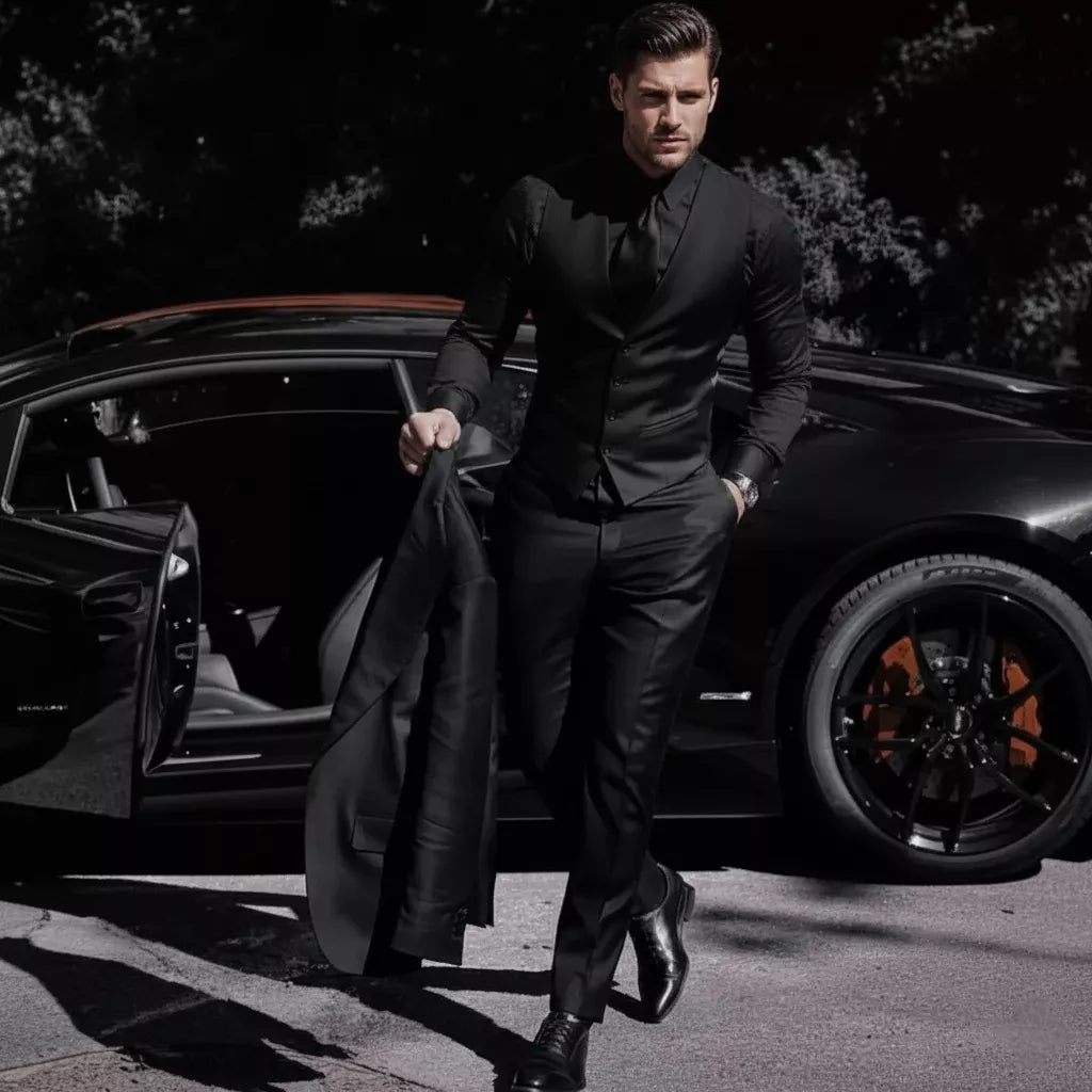 Men in monochrome suit outfit from AlexShogun.store