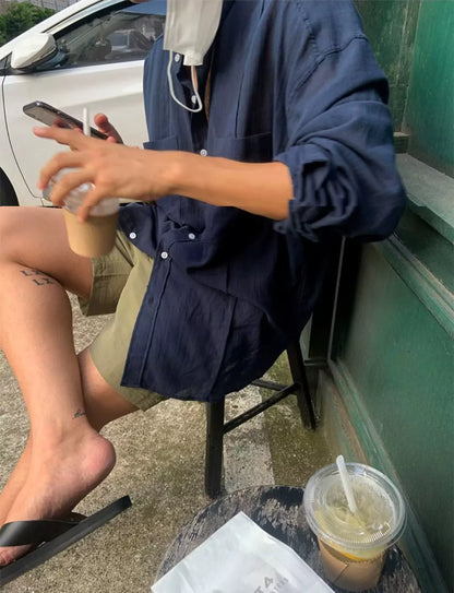 Drift Linen Shirt Alex Shogun - Drift Men Linen Shirt – Long Sleeve, Lightweight, Stylish Travel Wear Alex Shogun Men's Clothes