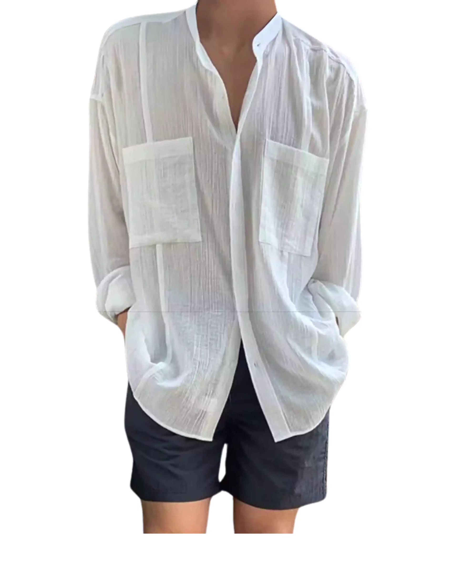 Drift Linen Shirt Alex Shogun - Drift Men Linen Shirt – Long Sleeve, Lightweight, Stylish Travel Wear Alex Shogun Men's Clothes