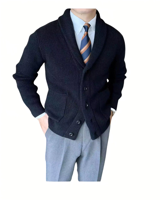 Gentleman Shawl Collar Cardigan - Gentleman Shawl Collar Cardigan | Luxury Knitwear for Men Alex Shogun Men's Clothes