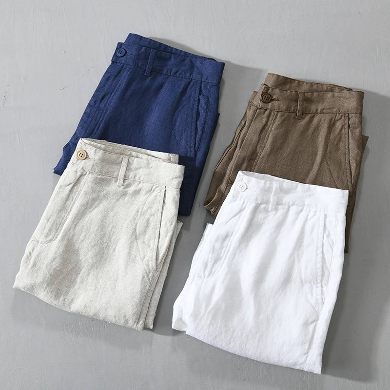 Hampton Linen Shorts - Men's Pure Linen Hampton Linen Shorts Alex Shogun Men's Clothes