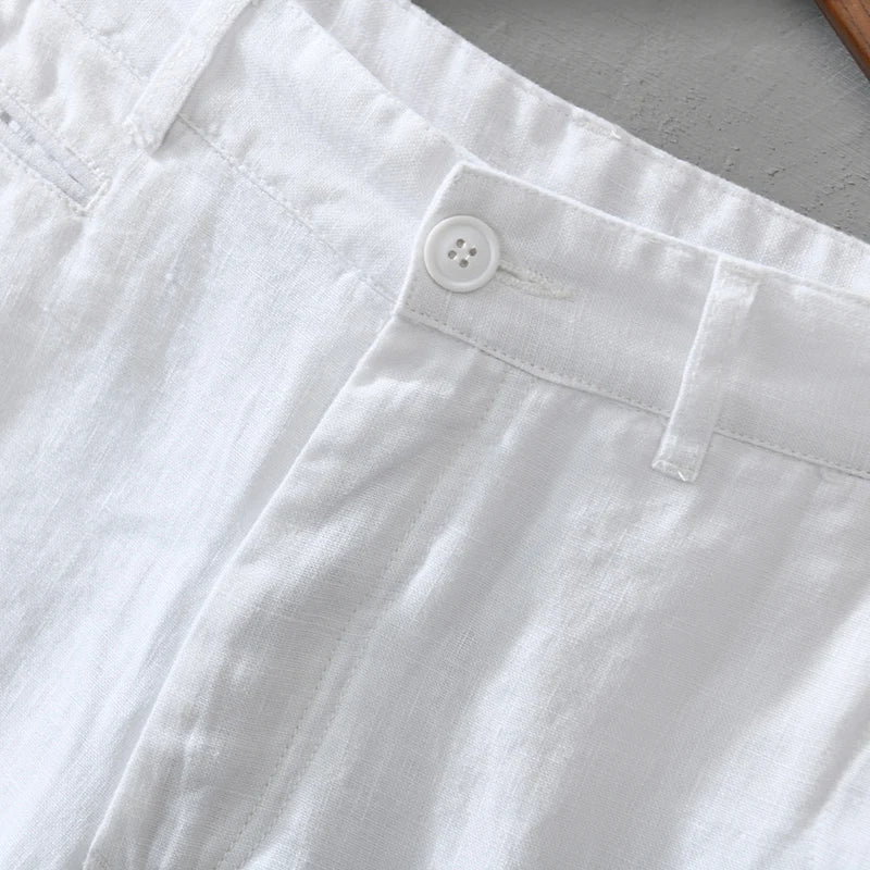 Hampton Linen Shorts - Men's Pure Linen Hampton Linen Shorts Alex Shogun Men's Clothes