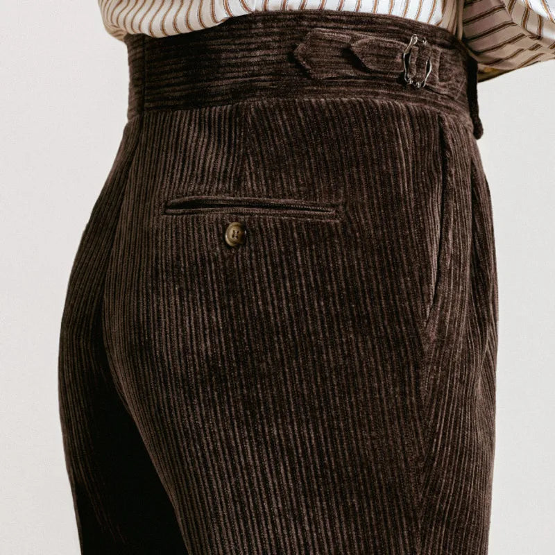 High Waist Corduroy Trousers - High Waist Corduroy Trousers | Luxurious Men's Corduroy Pants Alex Shogun Men's Clothes