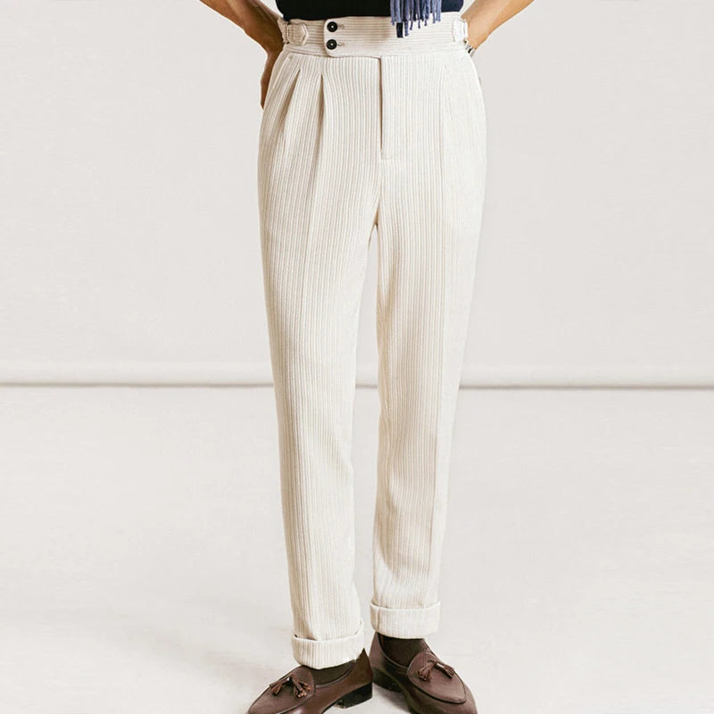 High Waist Corduroy Trousers - High Waist Corduroy Trousers | Luxurious Men's Corduroy Pants Alex Shogun Men's Clothes