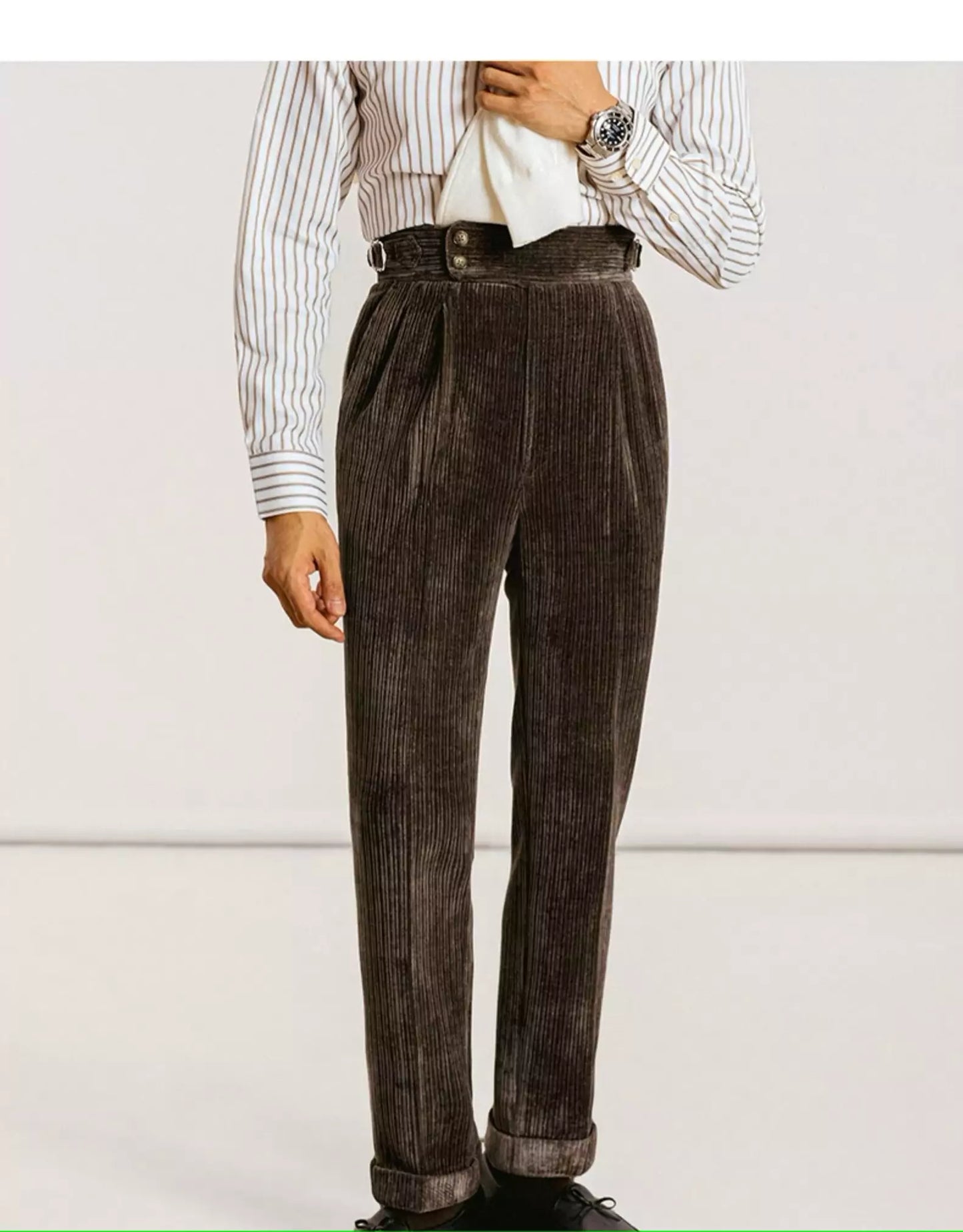 High Waist Corduroy Trousers - High Waist Corduroy Trousers | Luxurious Men's Corduroy Pants Alex Shogun Men's Clothes