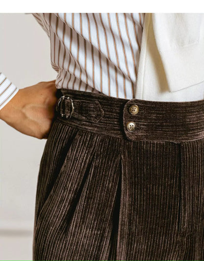 High Waist Corduroy Trousers - High Waist Corduroy Trousers | Luxurious Men's Corduroy Pants Alex Shogun Men's Clothes