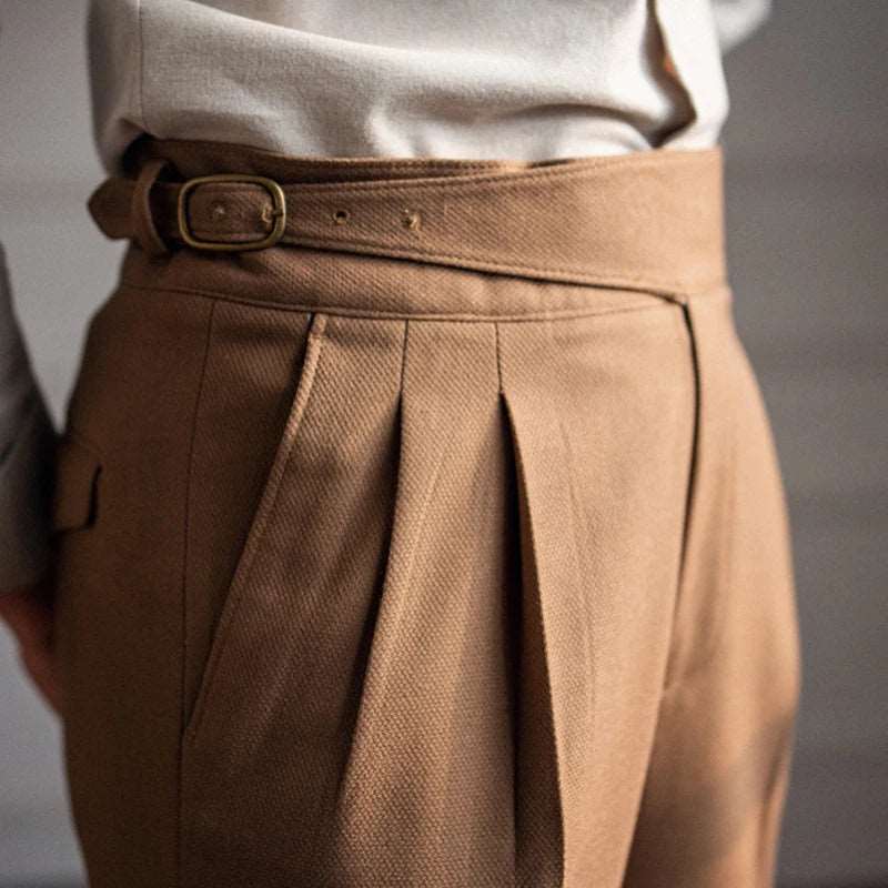 High-Waisted Cavalry Trousers - Men's High-Waisted Cavalry Suit Trousers Alex Shogun Men's Clothes