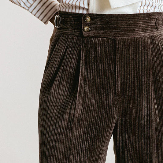 High Waist Corduroy Trousers - High Waist Corduroy Trousers | Luxurious Men's Corduroy Pants Alex Shogun Men's Clothes