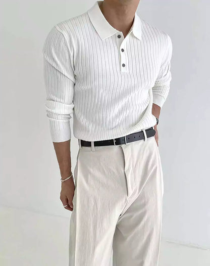 Jacquard Long-Sleeve Polo-Shirt - Men's Jacquard Long-Sleeve Polo-Shirt : Masculine & Confident Style Alex Shogun Men's Clothes