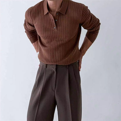 Jacquard Long-Sleeve Polo-Shirt - Men's Jacquard Long-Sleeve Polo-Shirt : Masculine & Confident Style Alex Shogun Men's Clothes