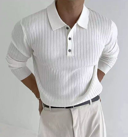 Jacquard Long-Sleeve Polo-Shirt - Men's Jacquard Long-Sleeve Polo-Shirt : Masculine & Confident Style Alex Shogun Men's Clothes