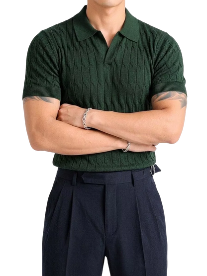 Knitted Jacquard Polo Shirt - Men's Knitted Jacquard Polo | Masculine Classic | Alex Shogun Alex Shogun Men's Clothes