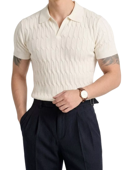 Knitted Jacquard Polo Shirt - Men's Knitted Jacquard Polo | Masculine Classic | Alex Shogun Alex Shogun Men's Clothes