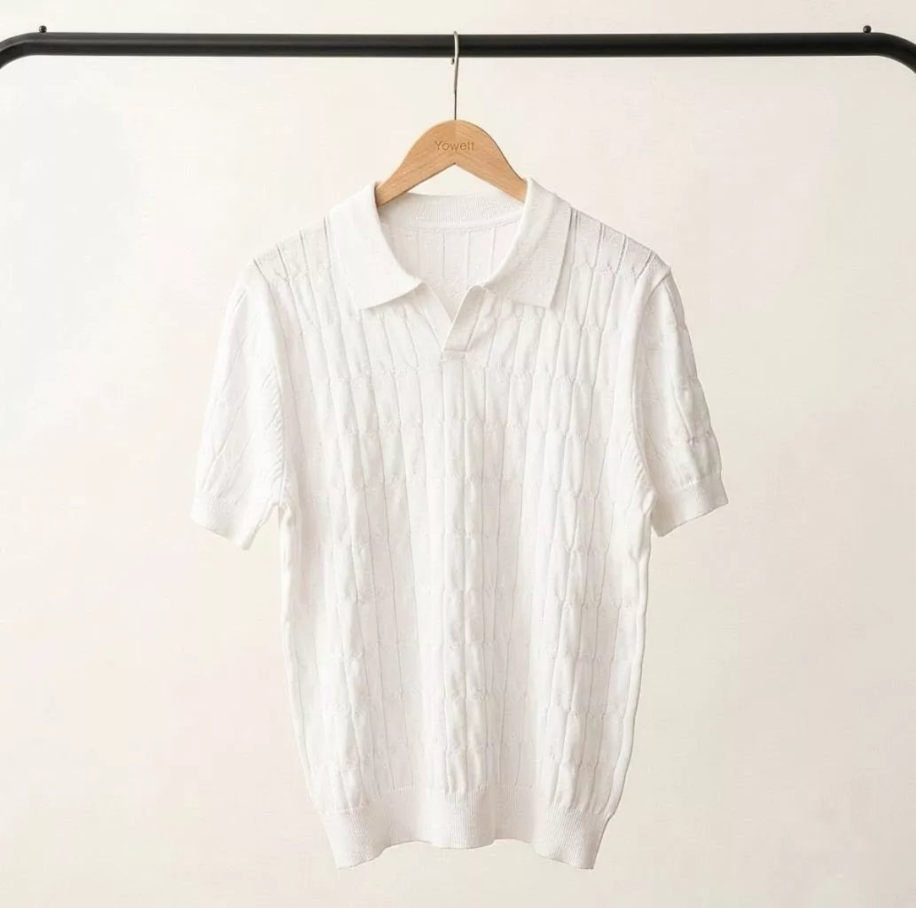 Knitted Jacquard Polo Shirt - Men's Knitted Jacquard Polo | Masculine Classic | Alex Shogun Alex Shogun Men's Clothes