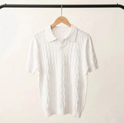Knitted Jacquard Polo Shirt - Men's Knitted Jacquard Polo | Masculine Classic | Alex Shogun Alex Shogun Men's Clothes