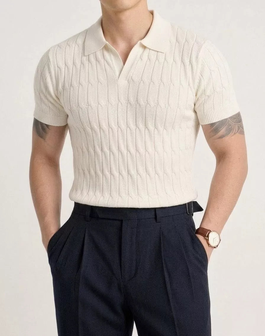 Knitted Jacquard Polo Shirt - Men's Knitted Jacquard Polo | Masculine Classic | Alex Shogun Alex Shogun Men's Clothes