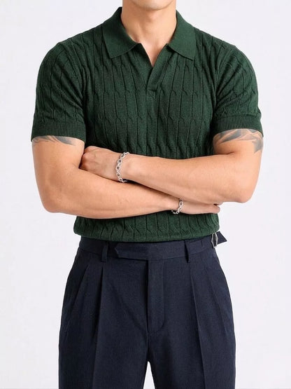 Knitted Jacquard Polo Shirt - Men's Knitted Jacquard Polo | Masculine Classic | Alex Shogun Alex Shogun Men's Clothes