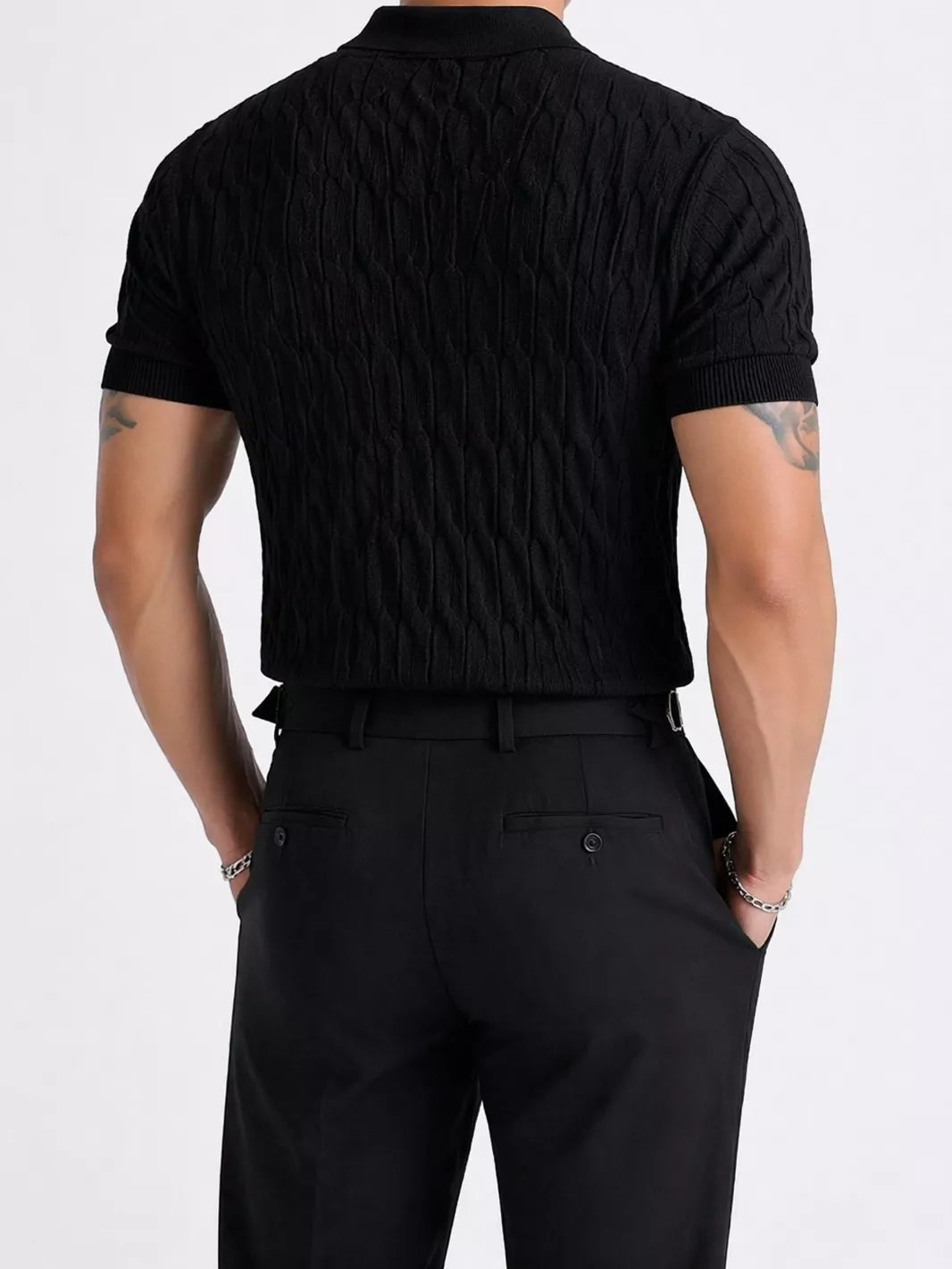 Knitted Jacquard Polo Shirt - Men's Knitted Jacquard Polo | Masculine Classic | Alex Shogun Alex Shogun Men's Clothes