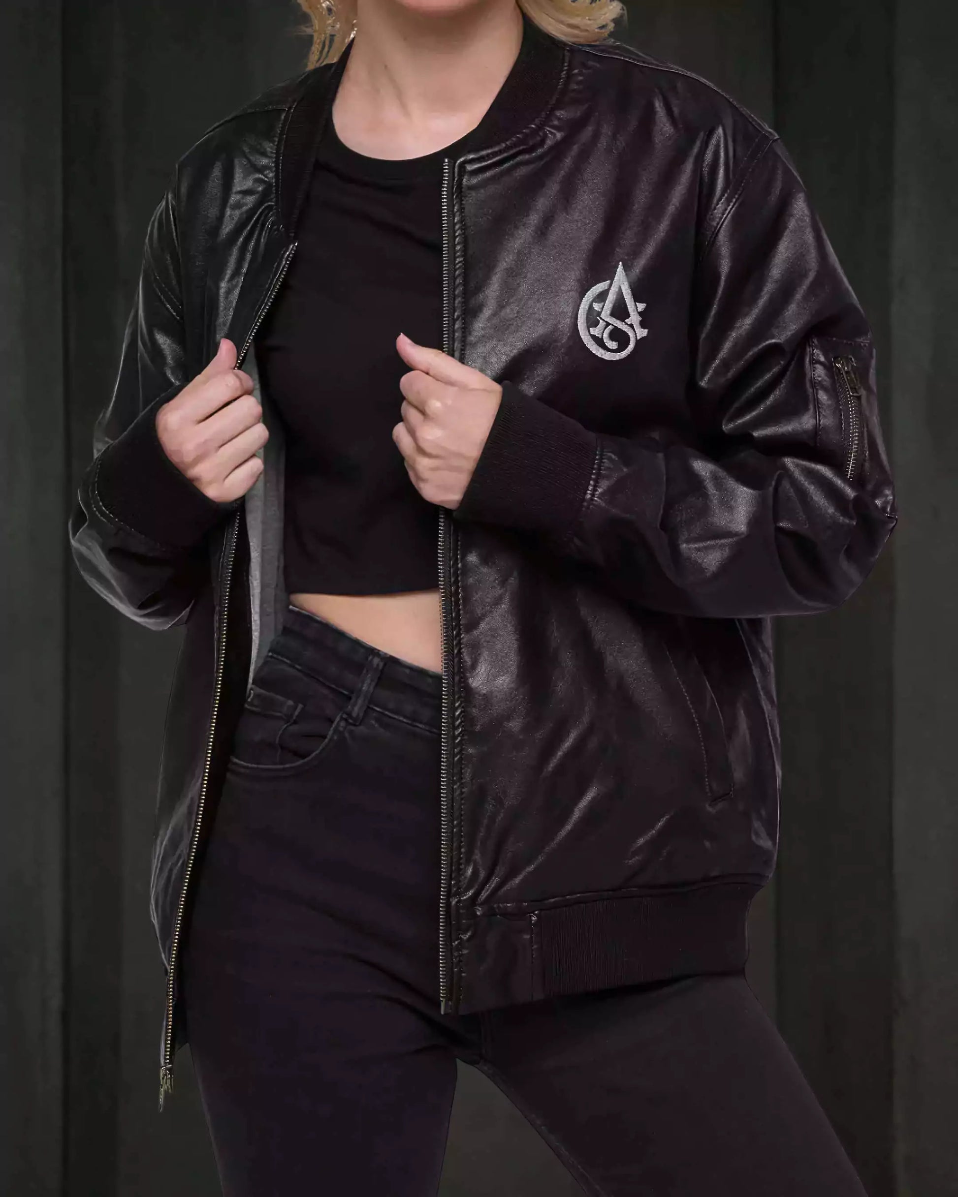 Dark Emblem Leather Bomber - Mens Leather Bomber Jacket – Dark Emblem by Alex Shogun Alex Shogun Men's Clothes