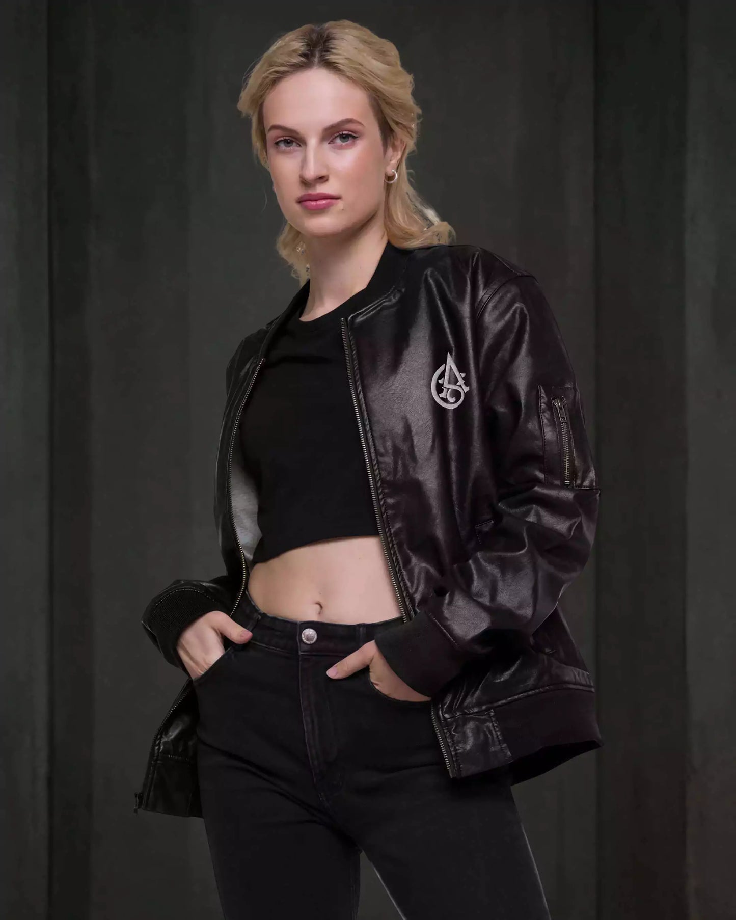 Dark Emblem Leather Bomber - Mens Leather Bomber Jacket – Dark Emblem by Alex Shogun Alex Shogun Men's Clothes
