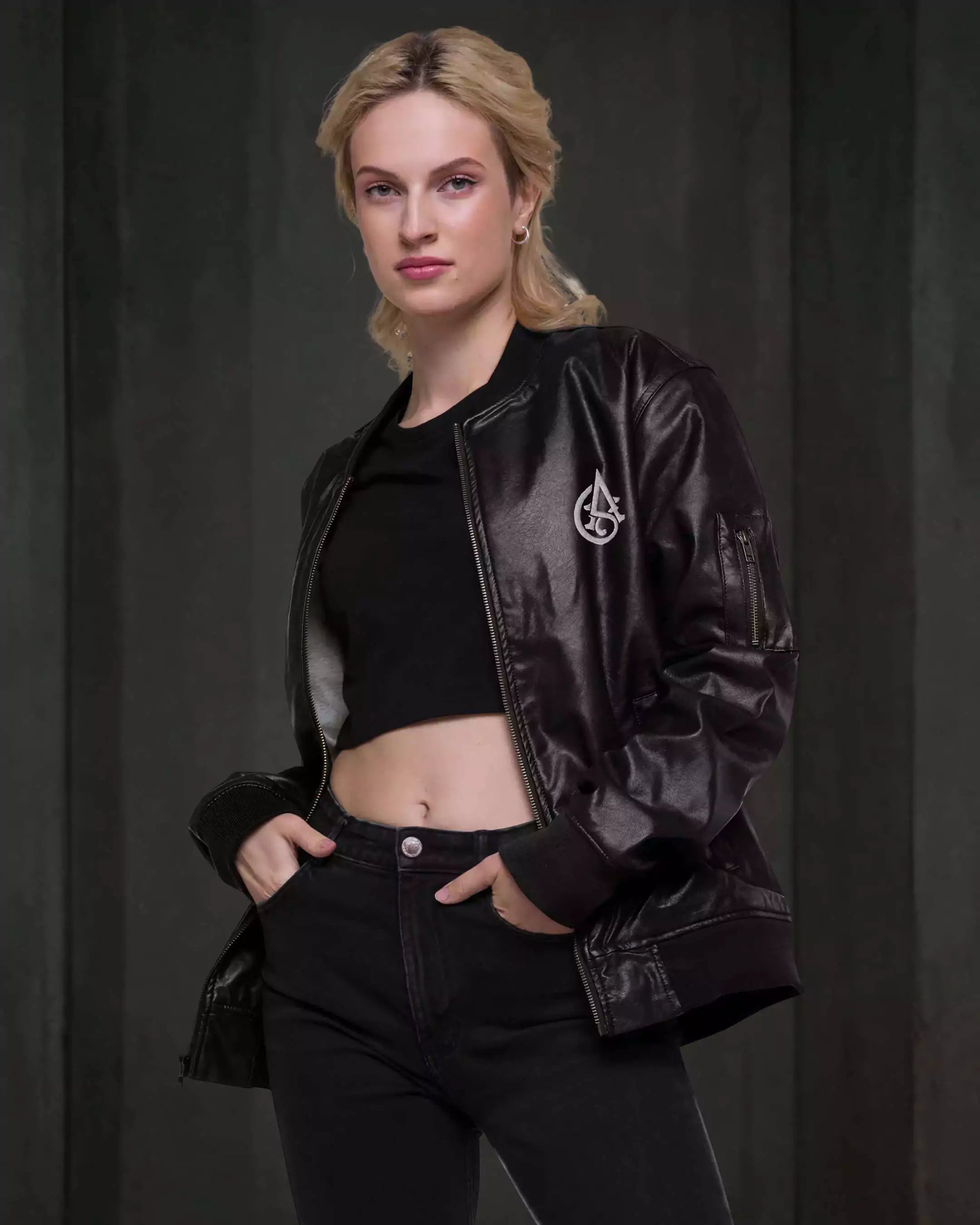 Dark Emblem Leather Bomber - Mens Leather Bomber Jacket – Dark Emblem by Alex Shogun Alex Shogun Men's Clothes