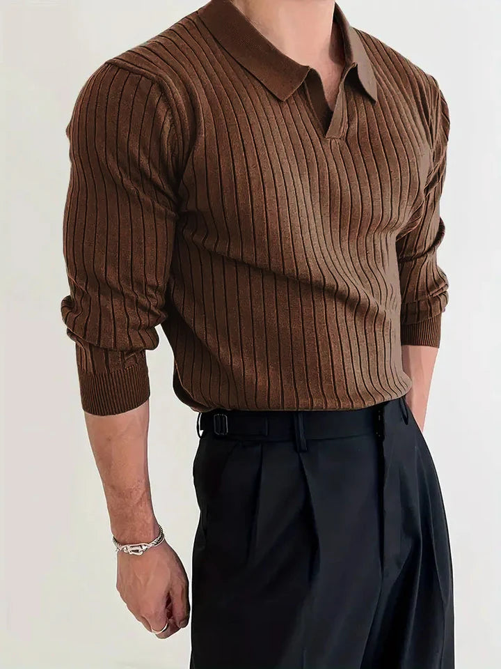 Men's Long-Sleeve Jacquard Knit Top: Elevate Your Everyday Look