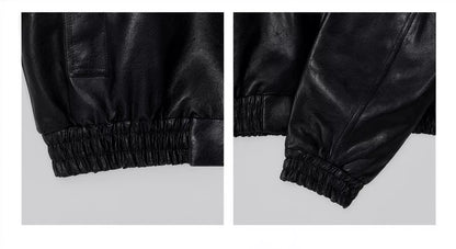 Maverick Leather Jacket - Men's Leather Bomber Jacket | Dark Stand Collar | Alex Shogun Alex Shogun Men's Clothes
