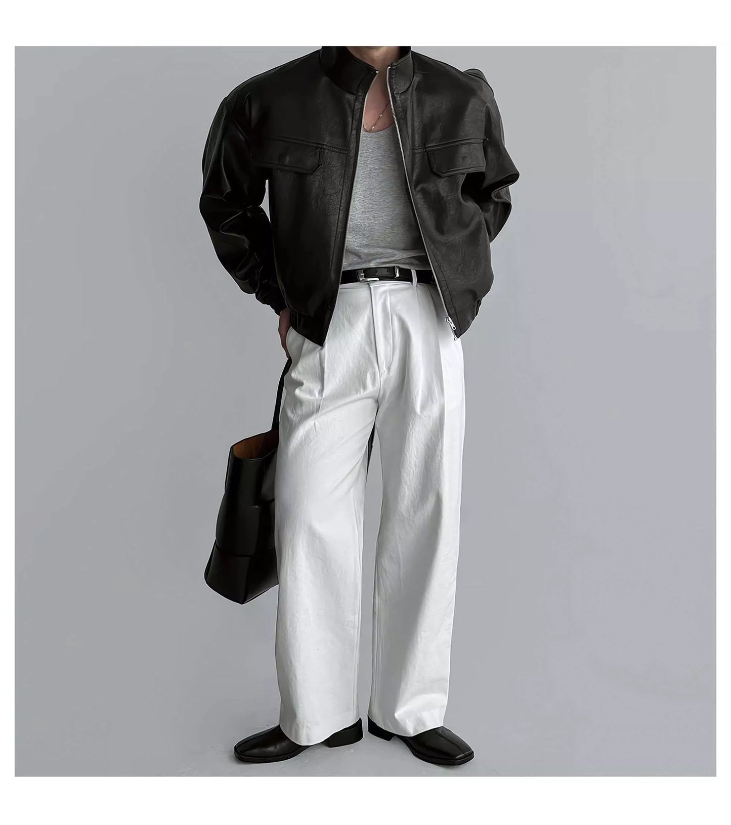 Maverick Leather Jacket - Men's Leather Bomber Jacket | Dark Stand Collar | Alex Shogun Alex Shogun Men's Clothes