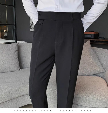 Modern 1 button Waist Suit Trousers - Men's Modern Suit Trousers, Stylish Dress Pants All-Day Comfort Alex Shogun Men's Clothes