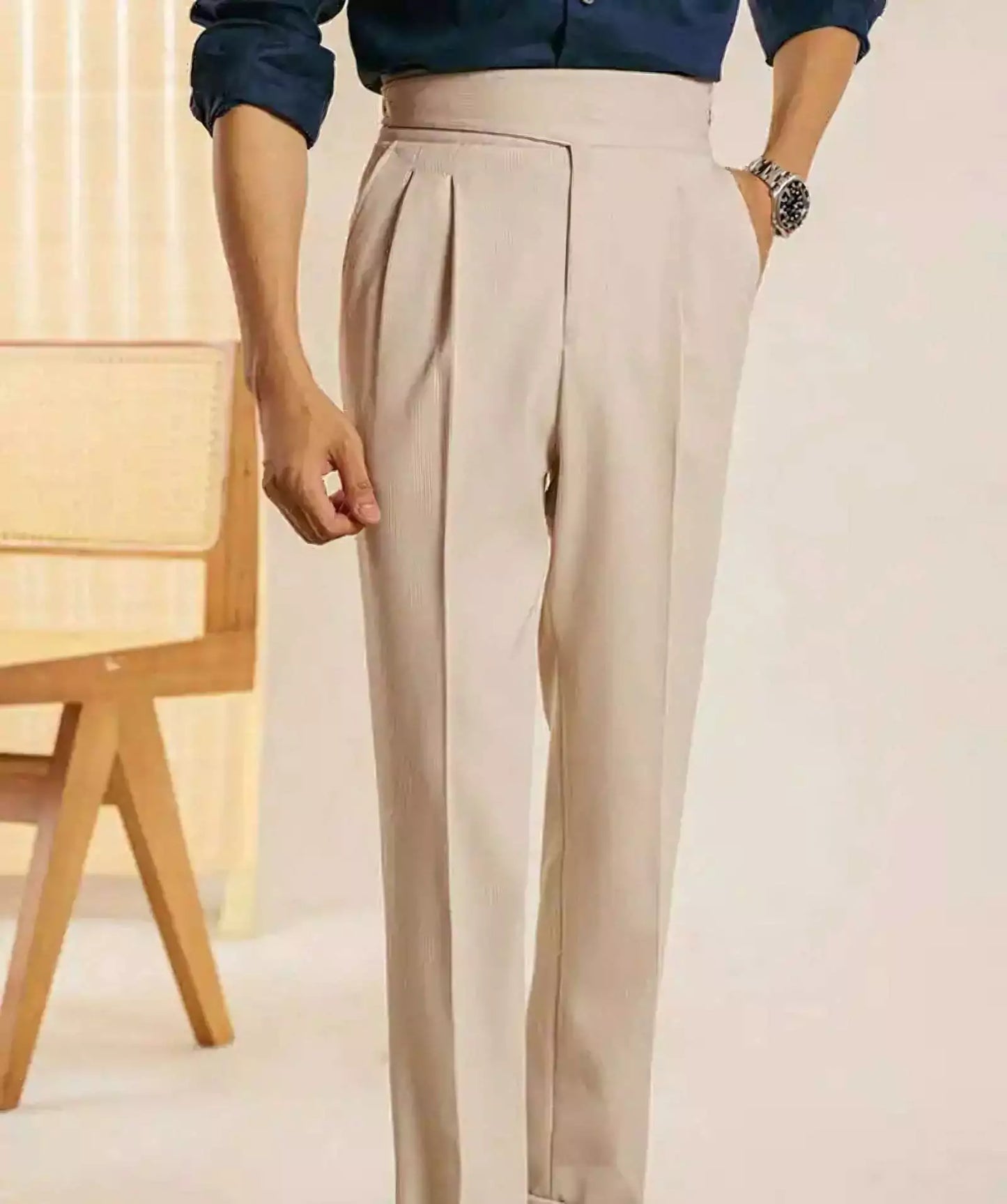 Milano High-Waist Dress Pants - Opulent Stripe Trousers | Timeless Elegance, Striped Pants Alex Shogun Men's Clothes