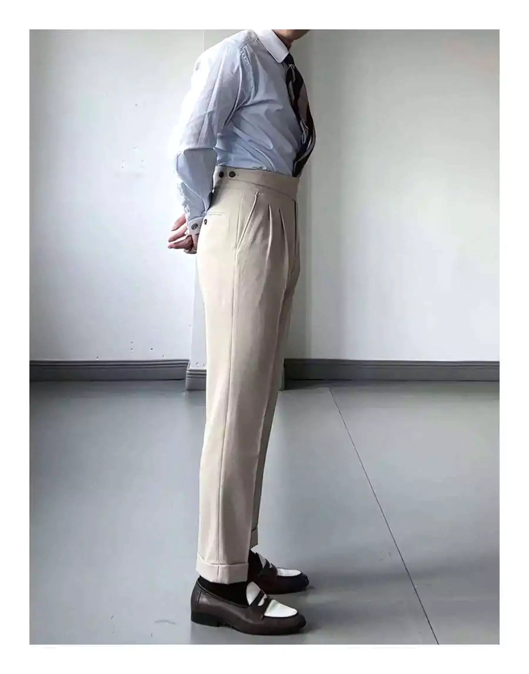 Milano High-Waist Dress Pants - Opulent Stripe Trousers | Timeless Elegance, Striped Pants Alex Shogun Men's Clothes