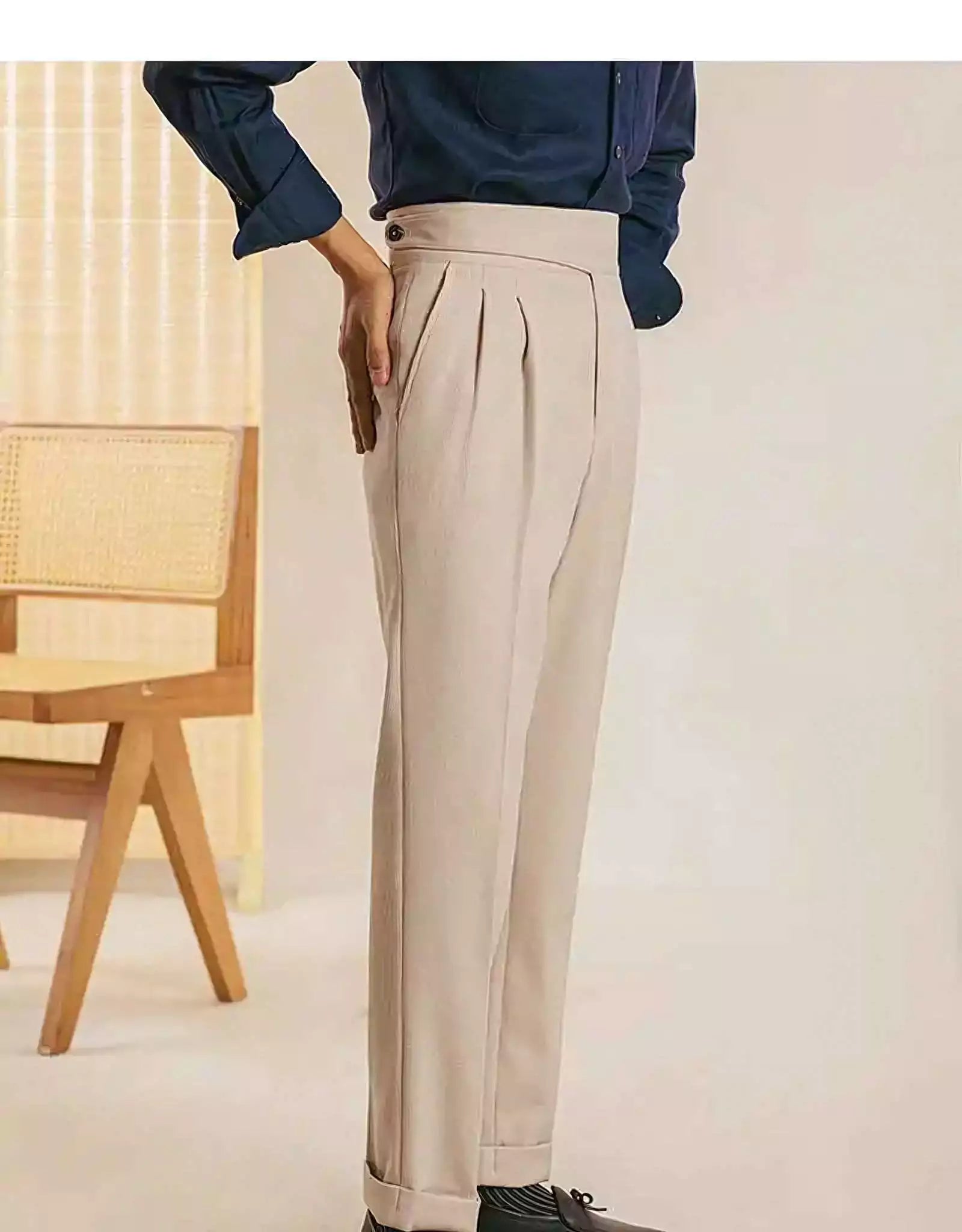 Milano High-Waist Dress Pants - Opulent Stripe Trousers | Timeless Elegance, Striped Pants Alex Shogun Men's Clothes