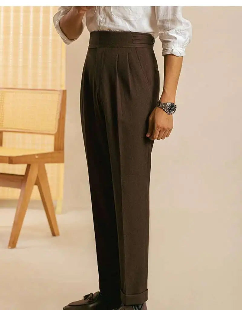 Milano High-Waist Dress Pants - Opulent Stripe Trousers | Timeless Elegance, Striped Pants Alex Shogun Men's Clothes