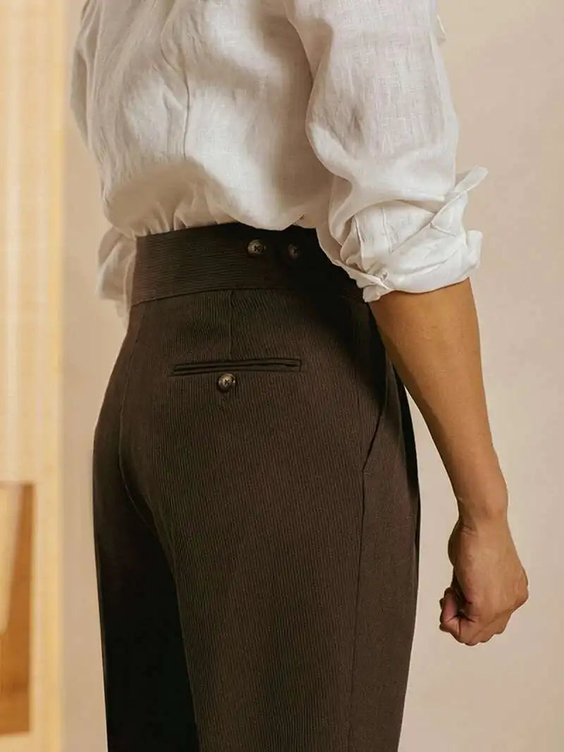 Milano High-Waist Dress Pants - Opulent Stripe Trousers | Timeless Elegance, Striped Pants Alex Shogun Men's Clothes