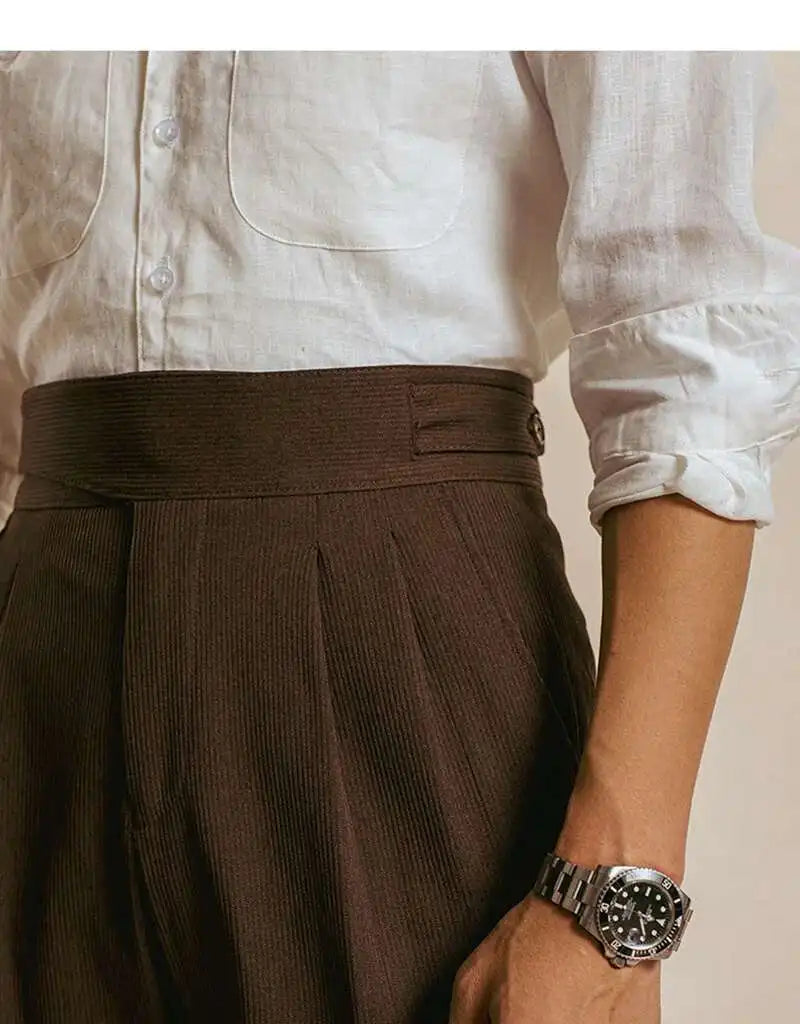 Milano High-Waist Dress Pants - Opulent Stripe Trousers | Timeless Elegance, Striped Pants Alex Shogun Men's Clothes