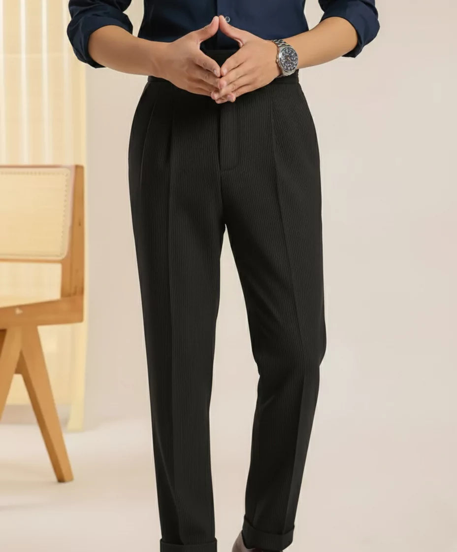 Men's High Waist Pleated Dress Pants | Tailored Fit