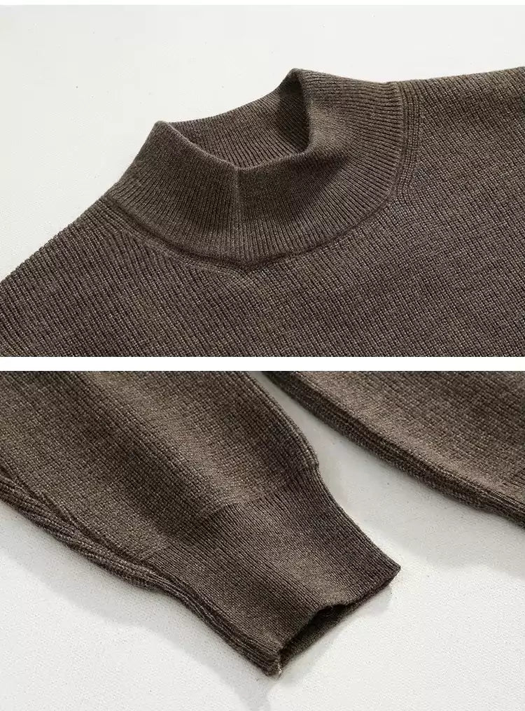 Minimalist Mock Neck Sweater - Men's Mock Neck Sweater | Dark Minimalist Knitwear | Alex Shogun Alex Shogun Men's Clothes