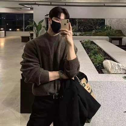 Minimalist Mock Neck Sweater - Men's Mock Neck Sweater | Dark Minimalist Knitwear | Alex Shogun Alex Shogun Men's Clothes