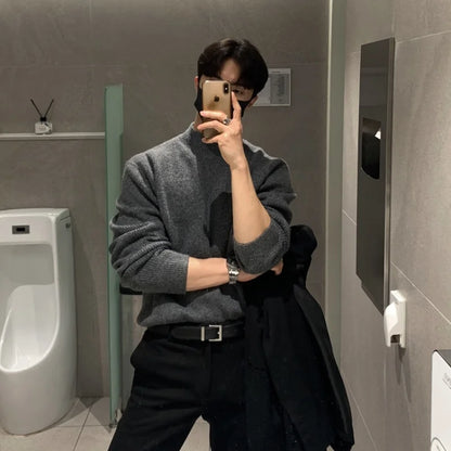 Modern Minimalist Sweater - Stay Cozy This Winter with Men's Stand Collar Sweater High-Quality Alex Shogun Men's Clothes