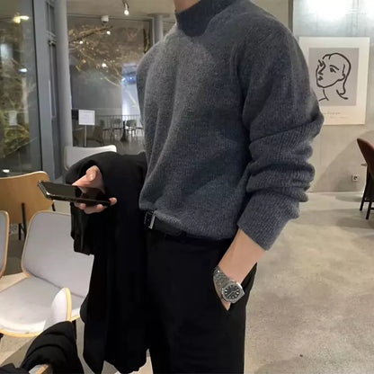 Modern Minimalist Sweater - Stay Cozy This Winter with Men's Stand Collar Sweater High-Quality Alex Shogun Men's Clothes
