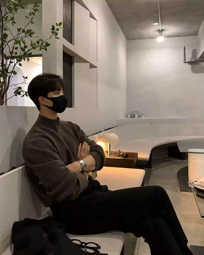 Modern Minimalist Sweater - Stay Cozy This Winter with Men's Stand Collar Sweater High-Quality Alex Shogun Men's Clothes