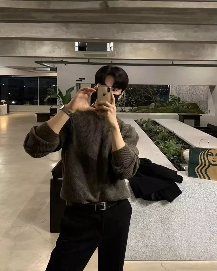 Modern Minimalist Sweater - Stay Cozy This Winter with Men's Stand Collar Sweater High-Quality Alex Shogun Men's Clothes