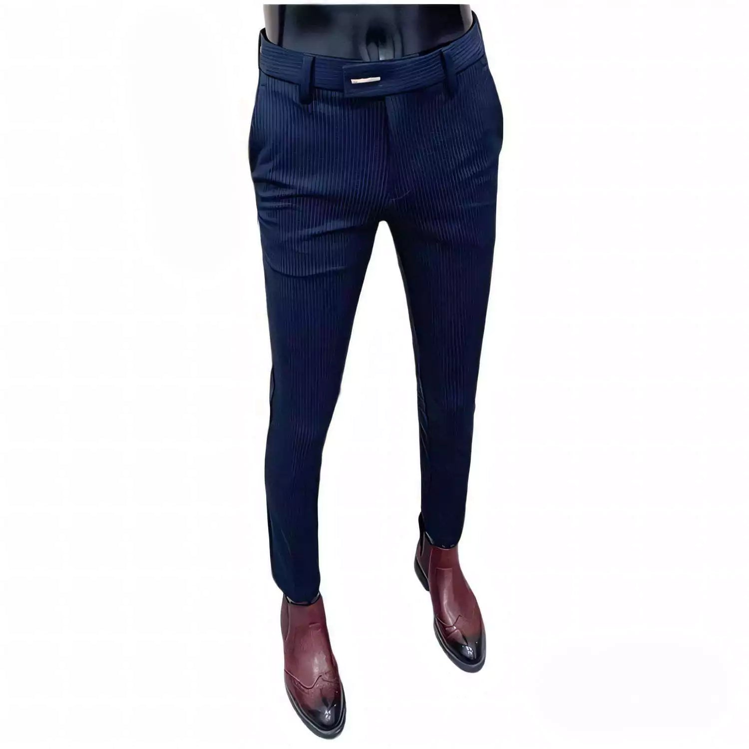 Modern Pinstripes Dress Trousers - Men's Pinstripe Dress Trousers | Dark Tailored Fit | Alex Shogun Alex Shogun Men's Clothes