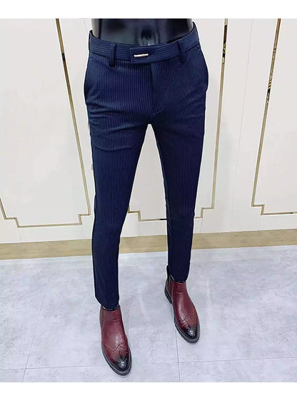 Modern Pinstripes Dress Trousers - Men's Pinstripe Dress Trousers | Dark Tailored Fit | Alex Shogun Alex Shogun Men's Clothes