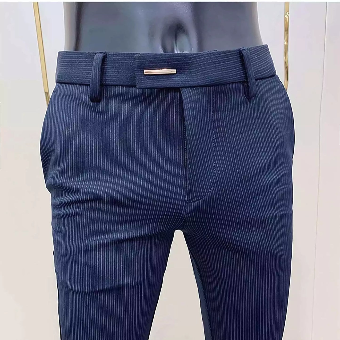 Modern Pinstripes Dress Trousers - Men's Pinstripe Dress Trousers | Dark Tailored Fit | Alex Shogun Alex Shogun Men's Clothes