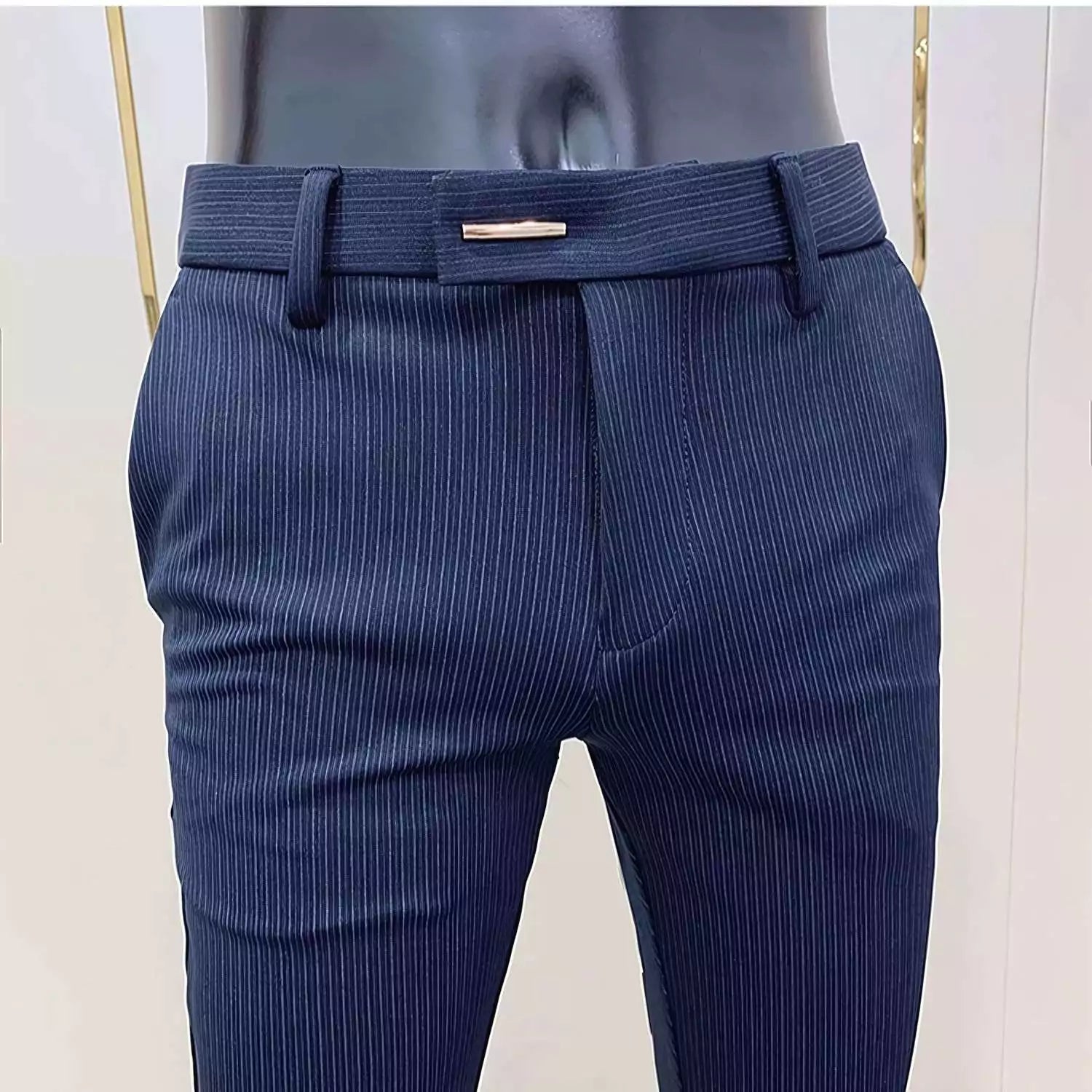 Modern Pinstripes Dress Trousers - Men's Pinstripe Dress Trousers | Dark Tailored Fit | Alex Shogun Alex Shogun Men's Clothes