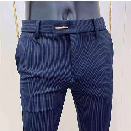 Modern Pinstripes Dress Trousers - Men's Pinstripe Dress Trousers | Dark Tailored Fit | Alex Shogun Alex Shogun Men's Clothes