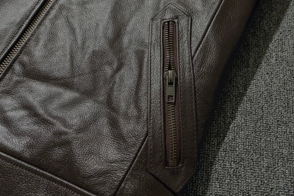 The Enforcer Leather Jacket — Cowhide Moto Jacket - Alex Shogun Men's Clothes