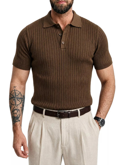 Old World Knit Polo Shirt - Men's Classic Knitted Polo Shirt | Retro Classic Style | Alex Shogun Alex Shogun Men's Clothes