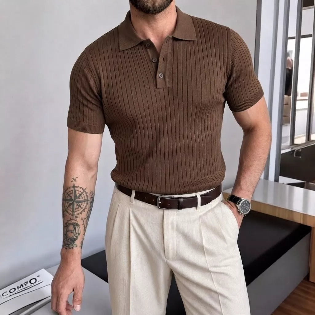 Old World Knit Polo Shirt - Men's Classic Knitted Polo Shirt | Retro Classic Style | Alex Shogun Alex Shogun Men's Clothes